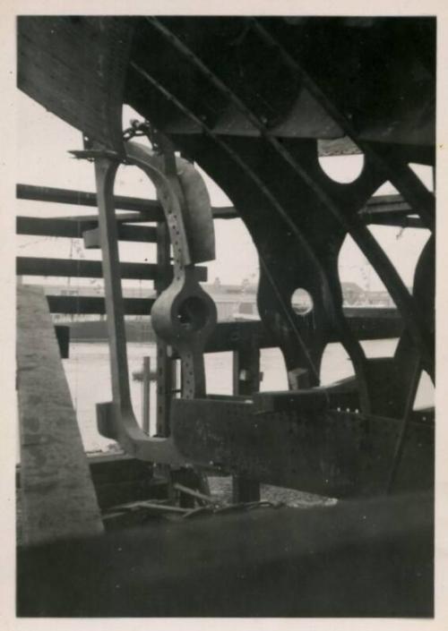 black and white photograph of motor coaster Anno under construction