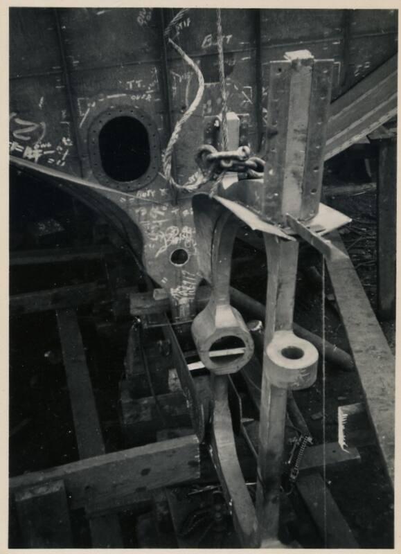 black and white photograph of motor coaster Anno under construction