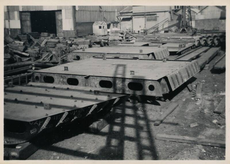 black and white photograph of motor coaster Anno under construction