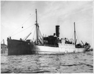 Black and white photograph of cargo vessel Harlaw