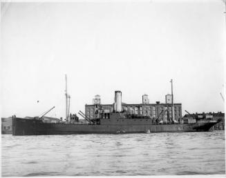 Black and white photograph of cargo vessel Harlaw