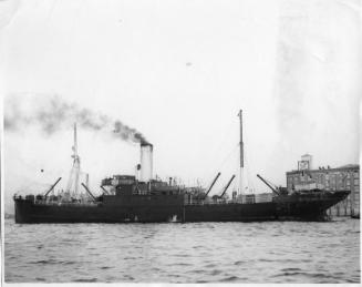 Black and white photograph of cargo vessel Harlaw