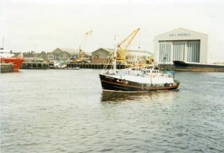 Colour Photograph Showing The Fishing Vessel 'merlewood' In Aberdeen Harbour, Port Side View