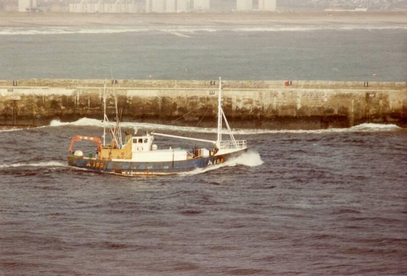 Colour Photograph Showing Fishing Vessel 'shielwood' Leaving Harbour, Starboard Side View