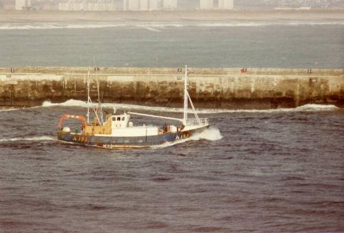 Colour Photograph Showing Fishing Vessel 'shielwood' Leaving Harbour, Starboard Side View