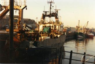 Colour Photograph Showing A Stern View Of The Vessel 'grampian City' In The Albert Basin