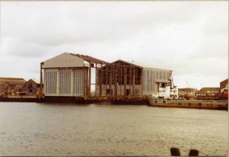 Colour Photograph Showing The Dismantling Of The Hall Russell Shipyard Buildings