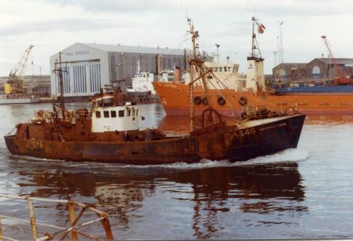 Colour Photograph Showing The Trawler 'grampian Gairn' Leaving Aberdeen Harbour, Starboard Side View