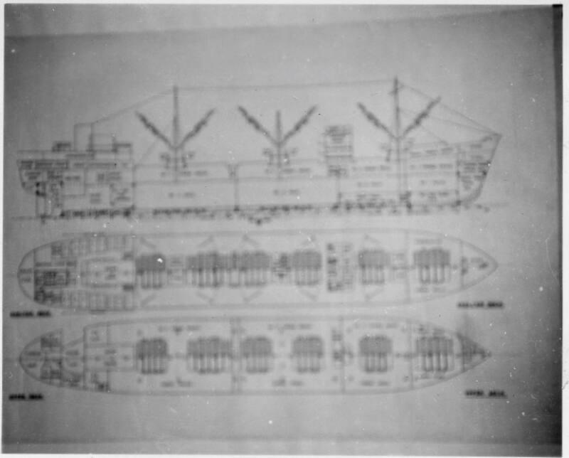 Black and White Photograph in album of ship plan