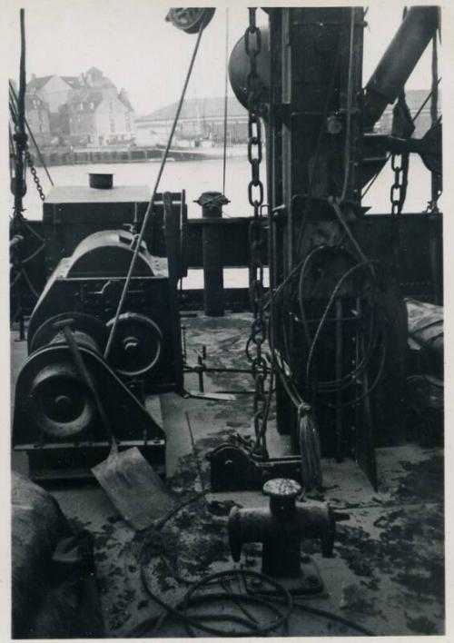 Black and White Photograph in album of Dutch cargo ship 'Matar N' deck view