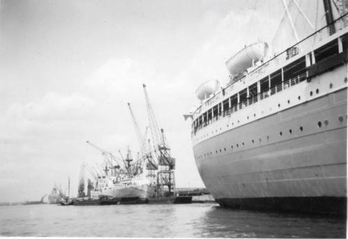 Black and White Photograph in album of ship 'Athlone Castle'