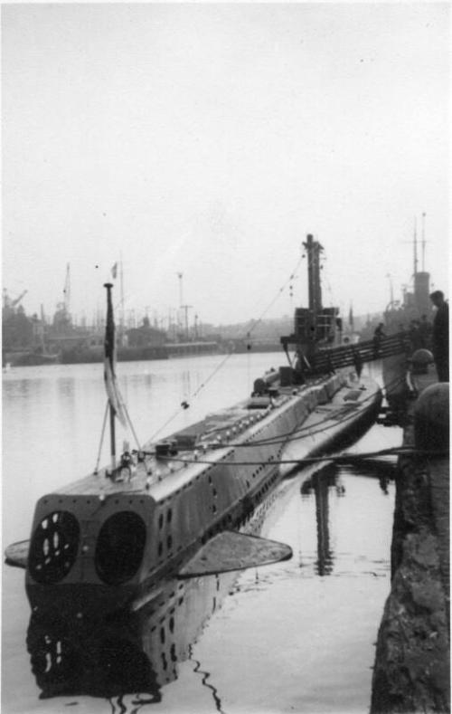 Black and White Photograph in album of Royal Navy submarine Acheron Class