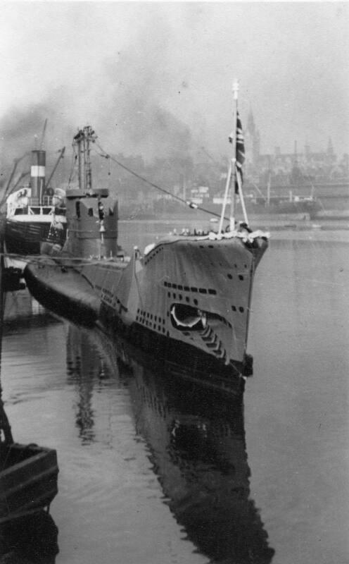 Black and White Photograph in album of Royal Navy submarine Acheron Class