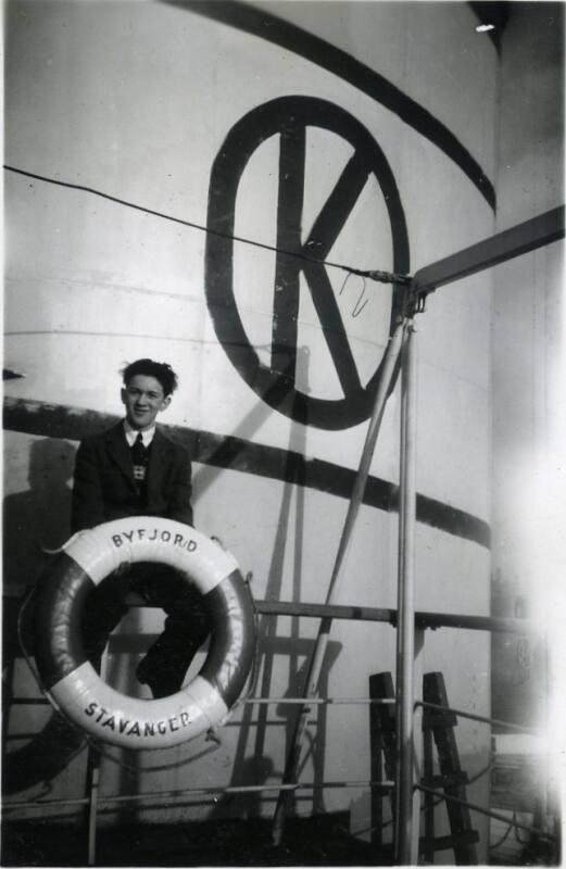 Black and White Photograph in album of passenger onboard ship 'Byfjord'
