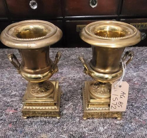 Brass Coloured Decorative Mantlepiece Urns (2)