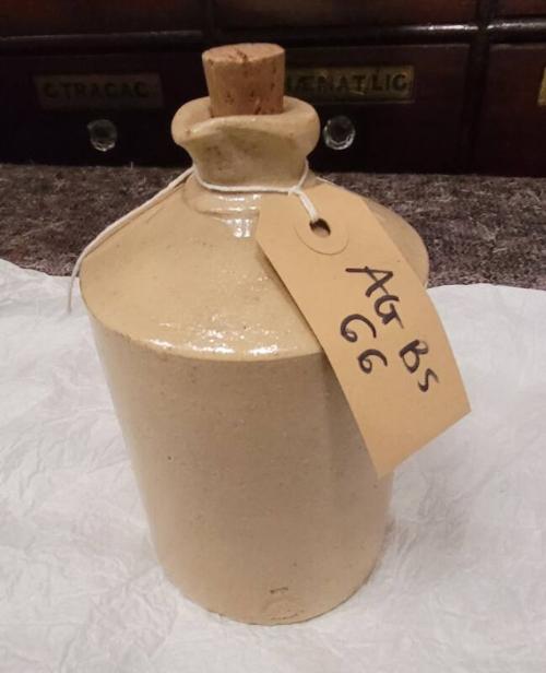 Cream Glazed Stoneware Jar With Cork Stopper