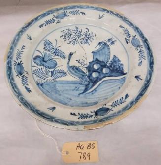 Stoneware Peacock design Delftware Dish