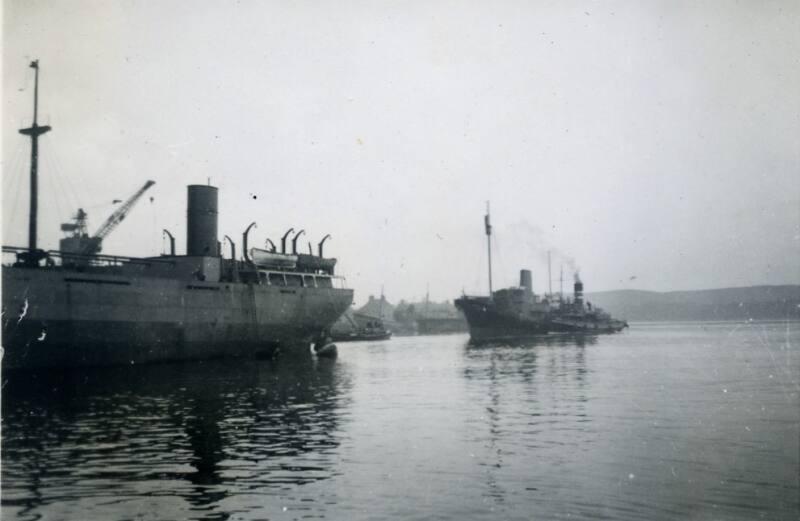 Black and White Photograph in album ships in Aberdeen Harbour