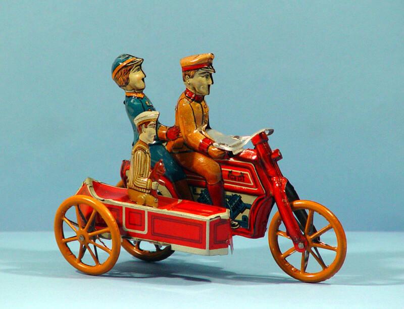 Tin Motor-Cycle With Side Car