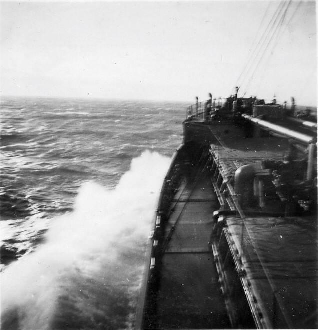 Black and White Photograph in album onboard ship 'Vikdal' running trials