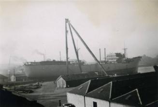 Black and White Photograph in album of 'Vikdal' in Hall Russell's shipyard