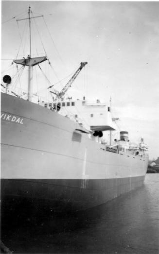 Black and White Photograph in album of 'Vikdal' in Hall Russell's shipyard