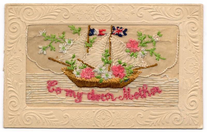 Embroidered Postcard: "To my Dear Mother"