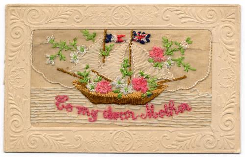 Embroidered Postcard: "To my Dear Mother"