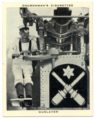 'The Navy at Work' Churchman Cigarette Card - Gunlayer