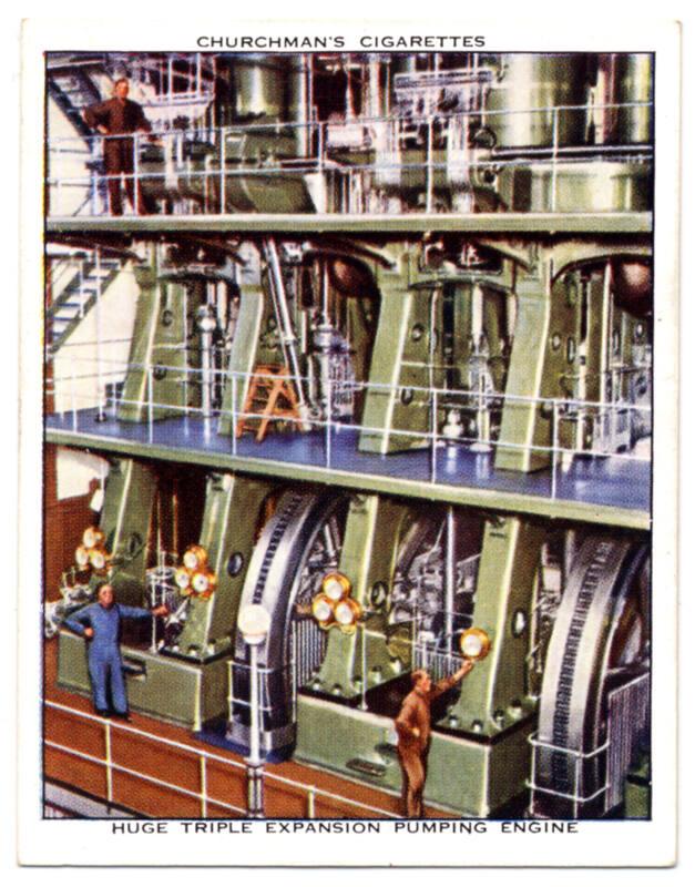 'Modern Wonders' Churchman Cigarette Card - Huge Triple Expansion Pumping Engine