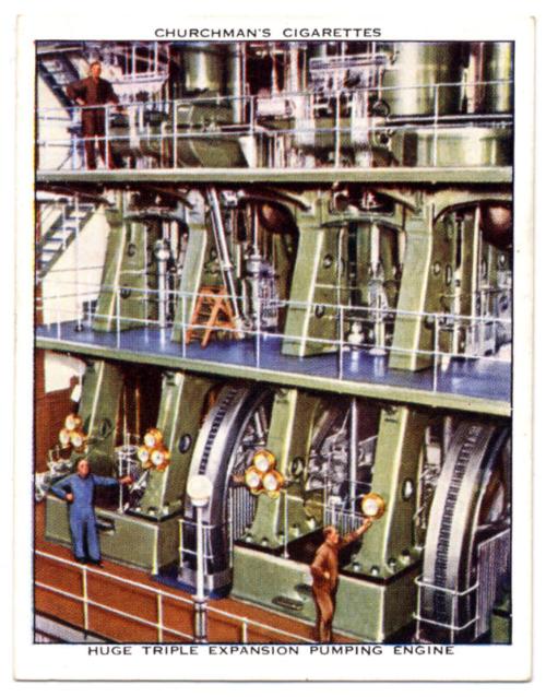 'Modern Wonders' Churchman Cigarette Card - Huge Triple Expansion Pumping Engine