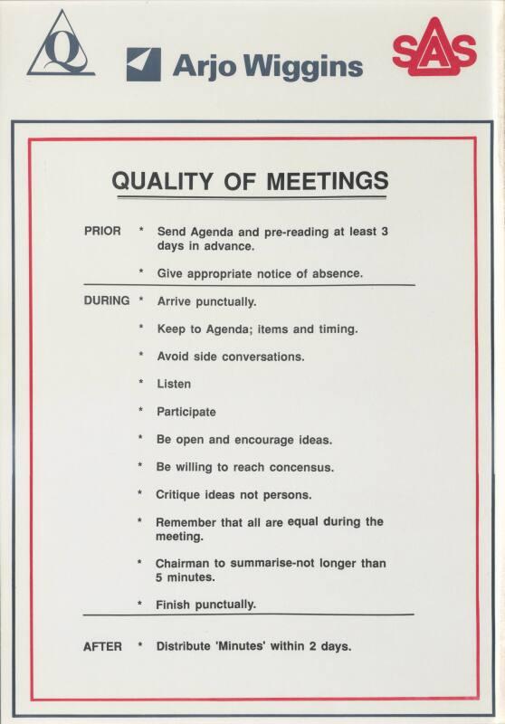 "Quality of Meetings" Print