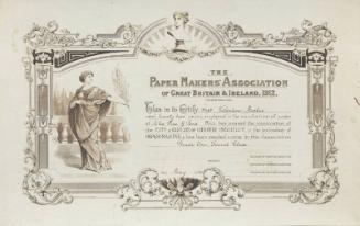 Paper Makers Association Certificate Awarded To Valentine Michie