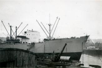 Black and White Photograph in album of cargo ship 'Nordpol'