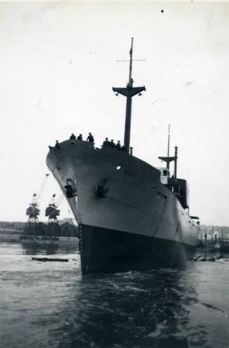 Black and White Photograph in album of cargo ship 'Bolt'