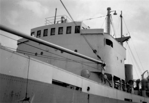 Black and White Photograph in album of coastal cargo vessel 'Barok'