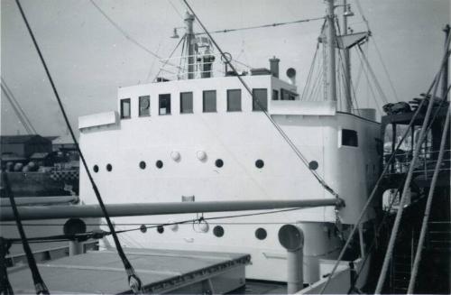 Black and White Photograph in album of coastal cargo vessel 'Barok'