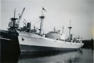 Black and White Photograph in album of coastal cargo vessel 'Barok'