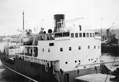 Black and White Photograph in album of cargo vessel 'Hero'