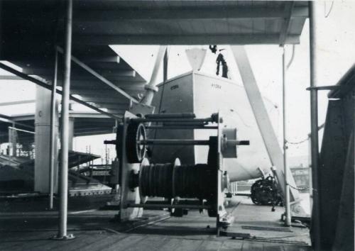 Black and White Photograph in album of cargo vessel 'Hydra'