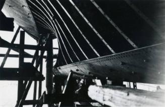 Black and White Photograph in album of construction of Norwegian whaler 'POL XV'