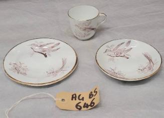 Tea Cup and Two Saucers With Bird Motif