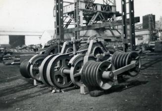 Black and White Photograph in album of construction of Norwegian whaler 'POL XV'