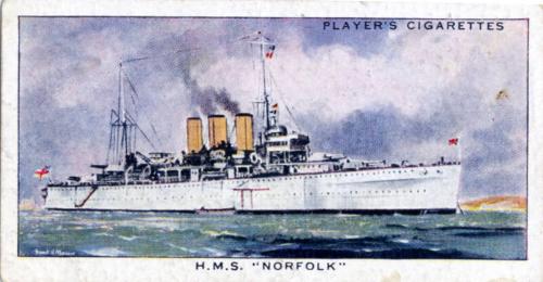 John Player & Sons Cigarette Card Modern Naval Craft Series - HMS Norfolk