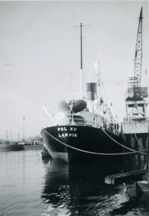 Black and White Photograph in album of construction of Norwegian whaler 'POL XV'