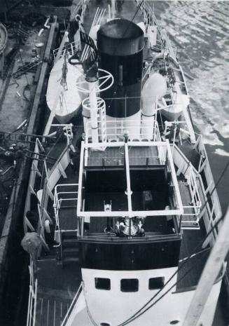 Black and White Photograph in album of construction of Norwegian whaler 'POL XV'