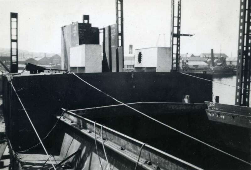 Black and White Photograph in album showing construction of 'Anno'