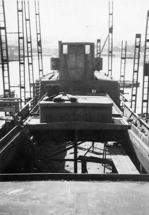 Black and White Photograph in album showing construction of 'Anno'