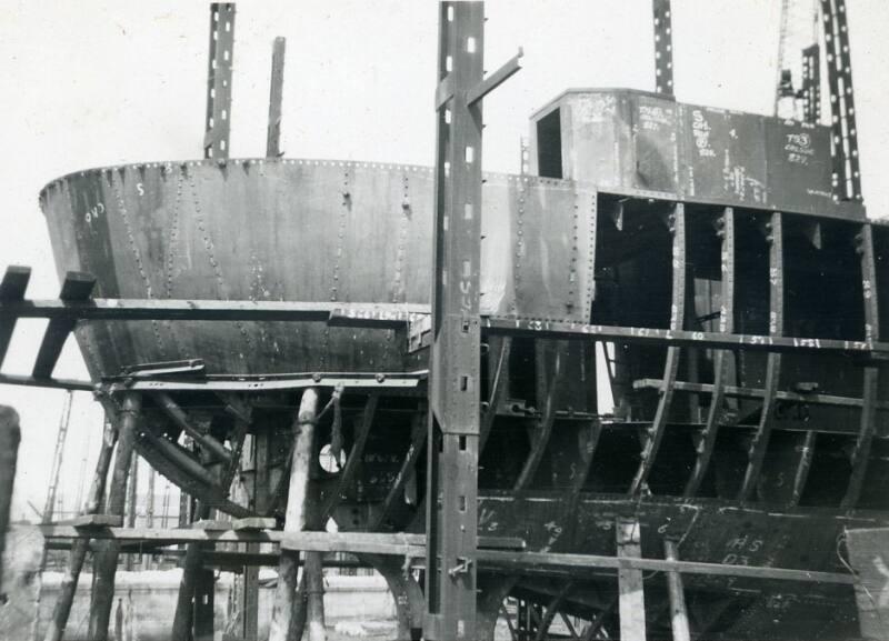 Black and White Photograph in album showing construction of 'Anno'