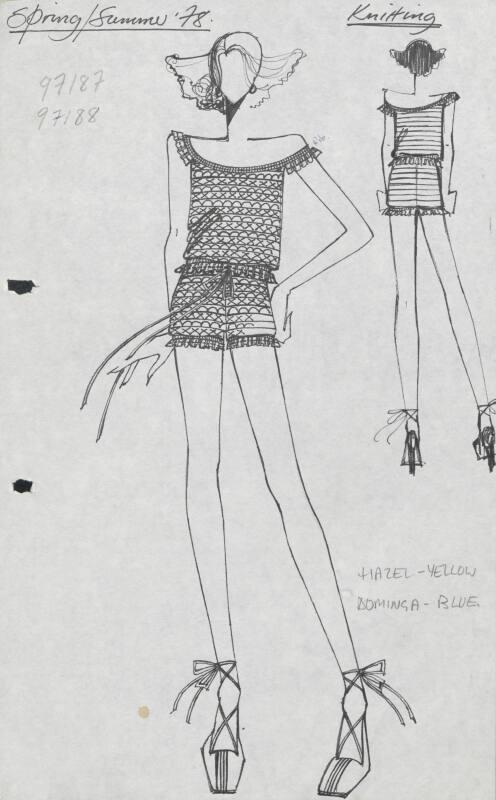 Drawing of Knitted Blouse and Skirt